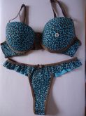 Conj. azul turquesa onça c/ marrom